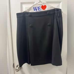 Black Front Pleated Skirt with button front